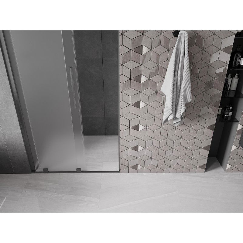 Mexen Velar sliding shower doors 120 cm, frost, brushed gun gray - 871-120-000-31-66