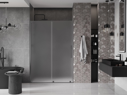 Mexen Velar Sliding Shower Doors 160 cm, Frosted, Brushed Gun Gray - 871-160-000-31-66