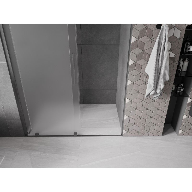 Mexen Velar sliding shower door 150 cm, frost, brushed gun gray - 871-150-000-31-66