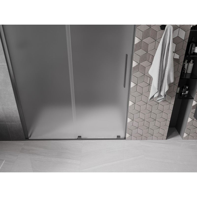 Mexen Velar sliding shower door 150 cm, frost, brushed gun gray - 871-150-000-31-66