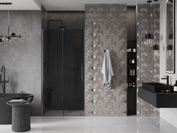 Mexen Velar sliding shower doors 90 cm, graphite, brushed gun gray - 871-090-000-41-66