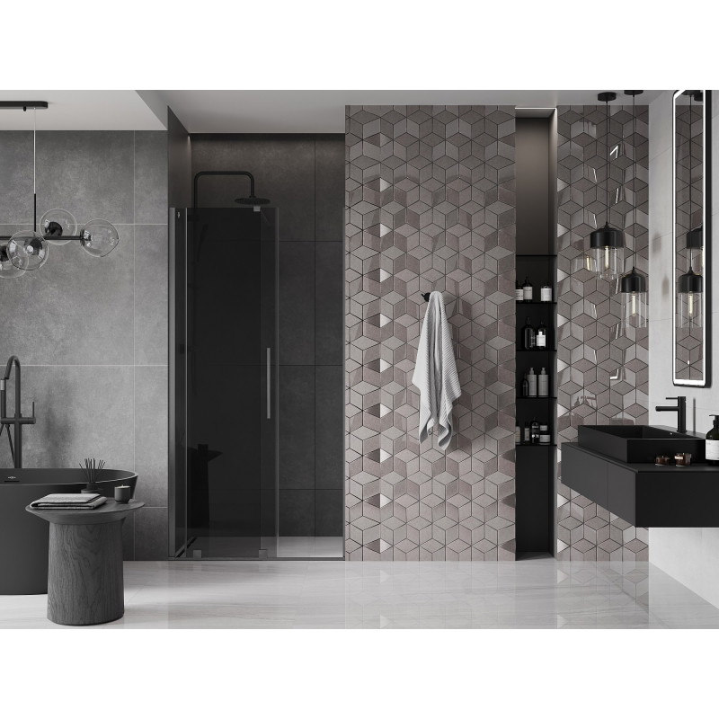 Mexen Velar sliding shower doors 90 cm, graphite, brushed gun gray - 871-090-000-41-66