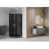 Mexen Rio 90 x 90 cm semicircular shower cabin, graphite, chrome + Flat tray, black - 863-090-090-01-40-4170