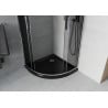 Mexen Rio 90 x 90 cm semicircular shower cabin, graphite, chrome + Flat tray, black - 863-090-090-01-40-4170