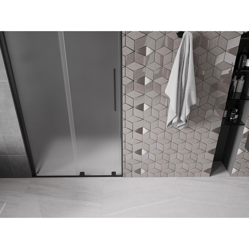 Mexen Velar Sliding Shower Door 90 cm, Frosted, Black - 871-090-000-31-70