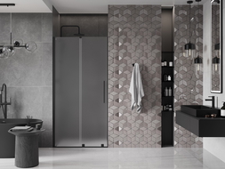 Mexen Velar sliding shower door 90 cm, frosted, black - 871-090-000-31-70