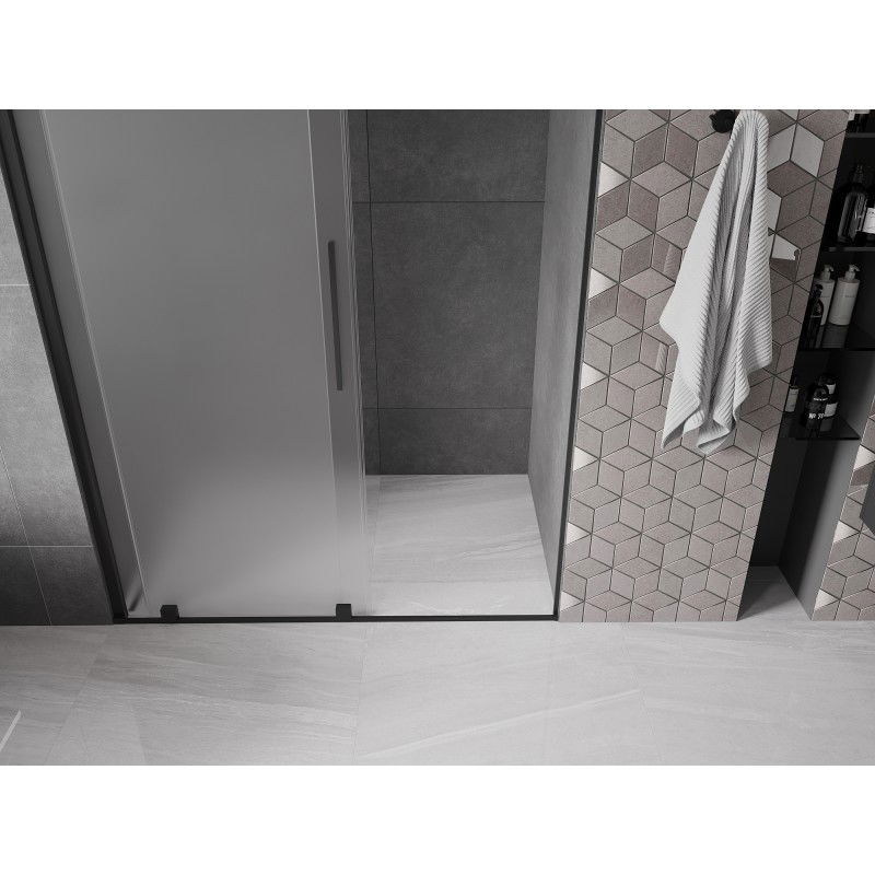 Mexen Velar sliding shower door 150 cm, frosted, black - 871-150-000-31-70