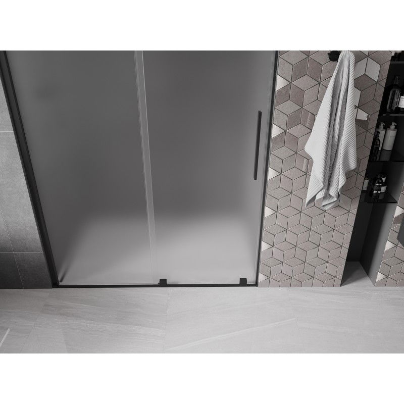 Mexen Velar sliding shower door 140 cm, frosted, black - 871-140-000-31-70