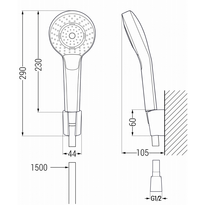 Mexen R-05 point shower set, black - 785055052-70