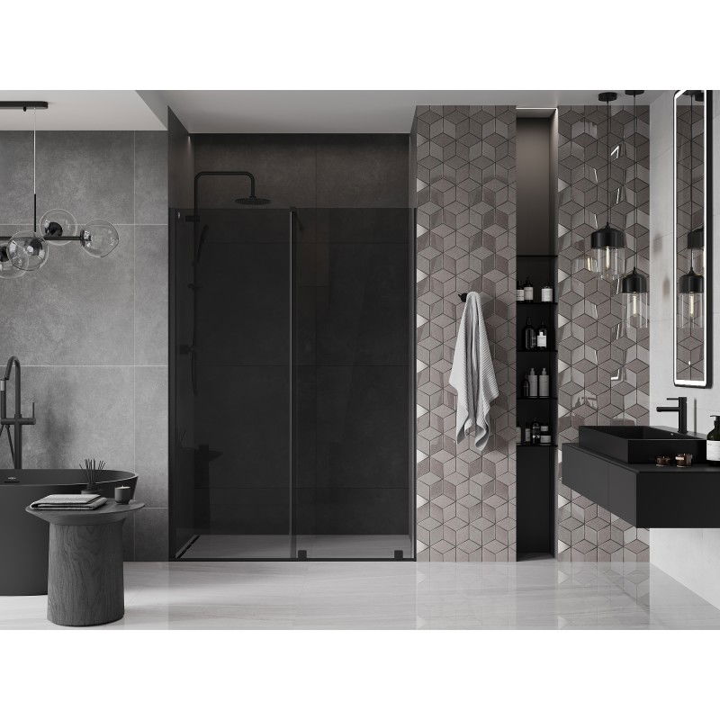 Mexen Velar 140 cm Sliding Shower Door, Graphite, Black - 871-140-000-41-70
