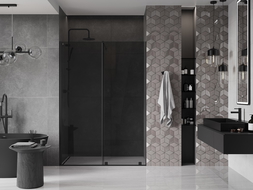 Mexen Velar 140 cm Sliding Shower Door, Graphite, Black - 871-140-000-41-70
