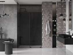 Mexen Velar sliding shower door 150 cm, graphite, black - 871-150-000-41-70