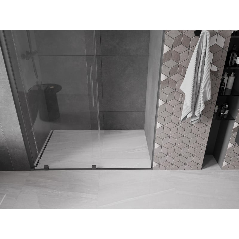 Mexen Velar sliding shower door 140 cm, transparent, gun metal - 871-140-000-01-95