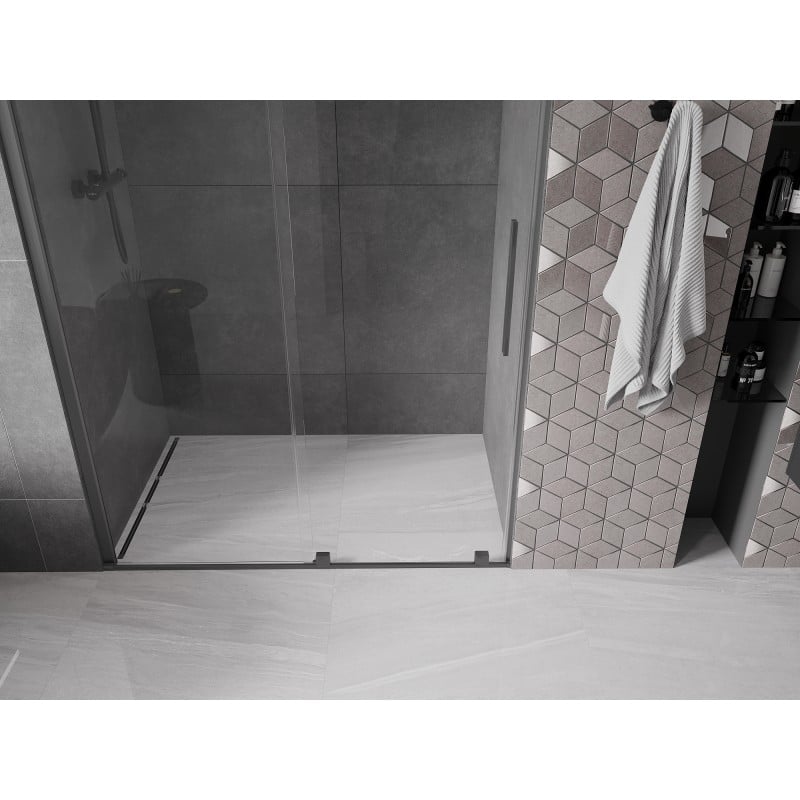 Mexen Velar sliding shower door 140 cm, transparent, gun metal - 871-140-000-01-95