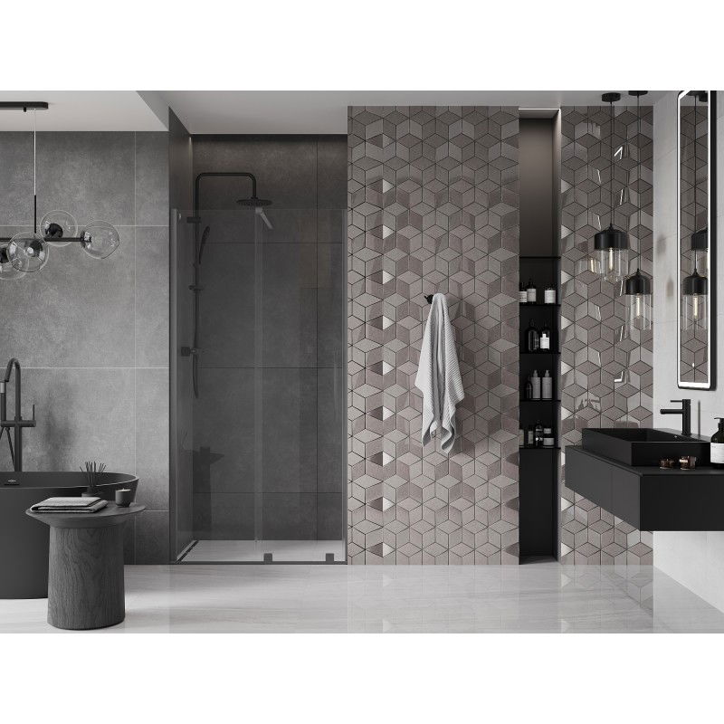 Mexen Velar sliding shower door 100 cm, transparent, gun metal - 871-100-000-01-95