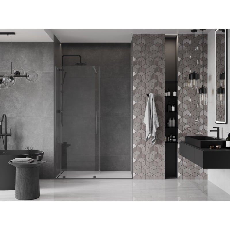 Mexen Velar sliding shower door 140 cm, transparent, gun metal - 871-140-000-01-95