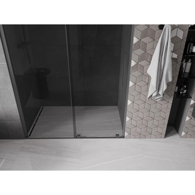 Mexen Velar sliding shower doors 140 cm, graphite, gun metal - 871-140-000-41-95