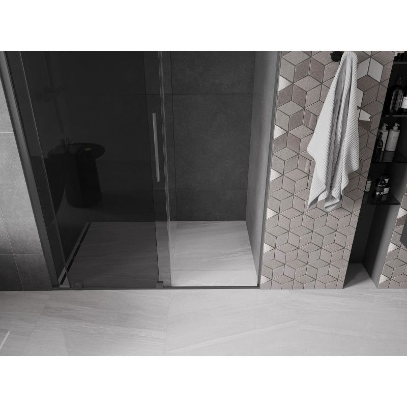 Mexen Velar sliding shower door 160 cm, graphite, gun metal - 871-160-000-41-95