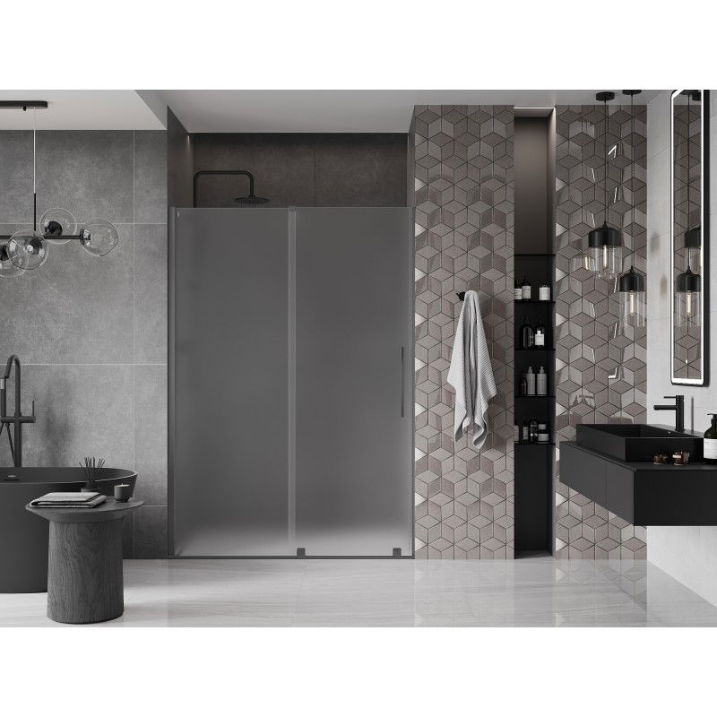Mexen Velar 150 cm Sliding Shower Door, Frosted, Gun Metal - 871-150-000-31-95