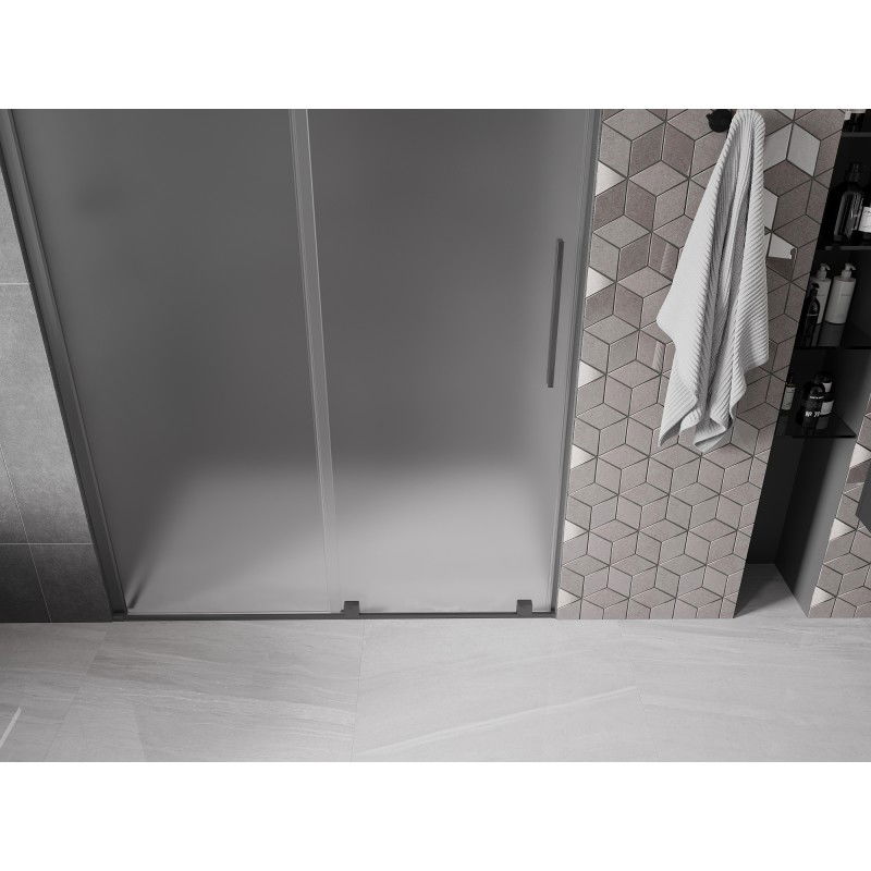 Mexen Velar 150 cm Sliding Shower Door, Frosted, Gun Metal - 871-150-000-31-95
