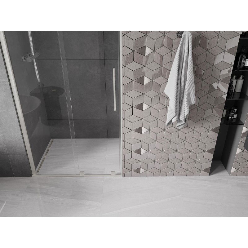 Mexen Velar Sliding Shower Doors 90 cm, Transparent, Brushed Nickel - 871-090-000-01-97