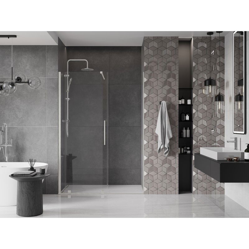 Mexen Velar sliding shower door 130 cm, transparent, brushed nickel - 871-130-000-01-97