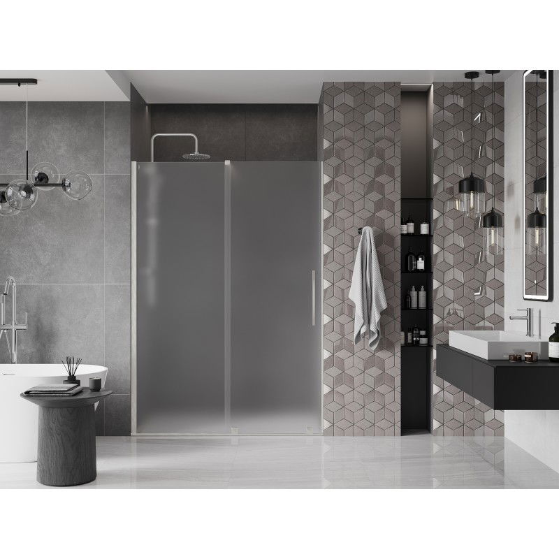 Mexen Velar sliding shower door 130 cm, frost, brushed nickel - 871-130-000-31-97