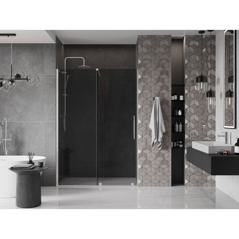 Mexen Velar sliding shower door 150 cm, graphite, brushed nickel - 871-150-000-41-97