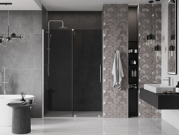 Mexen Velar sliding shower door 150 cm, graphite, brushed nickel - 871-150-000-41-97