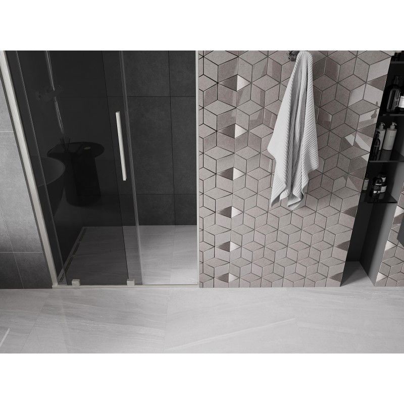 Mexen Velar sliding shower door 100 cm, graphite, brushed nickel - 871-100-000-41-97