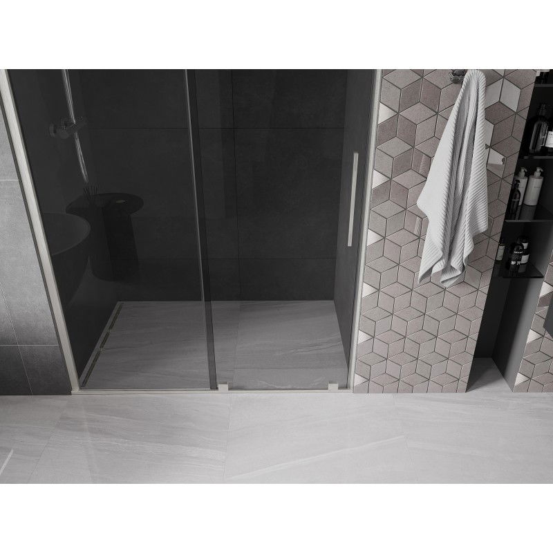 Mexen Velar sliding shower door 130 cm, graphite, brushed nickel - 871-130-000-41-97