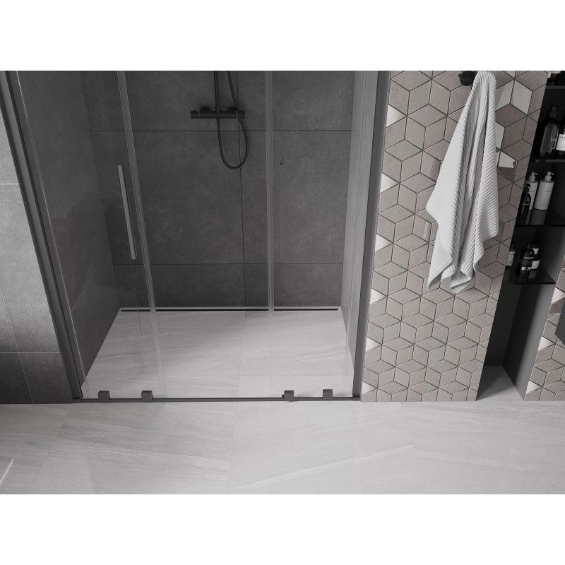Mexen Velar Duo sliding shower door 150 cm, transparent, gun metal - 871-150-000-02-95
