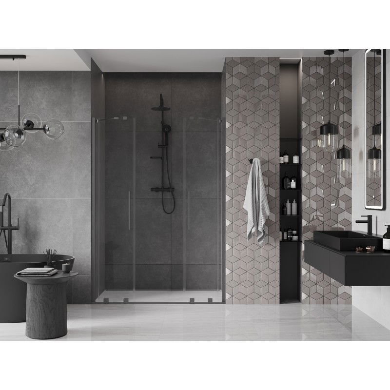 Mexen Velar Duo sliding shower door 150 cm, transparent, gun metal - 871-150-000-02-95
