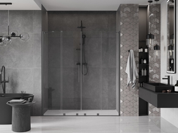 Mexen Velar Duo sliding shower doors 180 cm, transparent, gun metal - 871-180-000-02-95