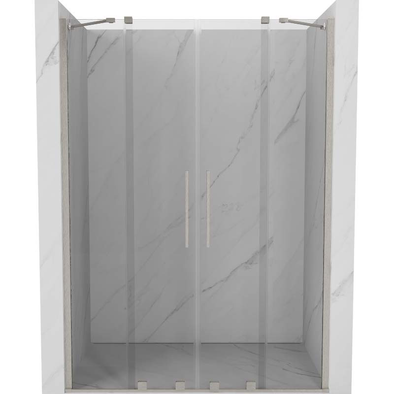 Mexen Velar Duo sliding shower door 140 cm, transparent, brushed nickel - 871-140-000-02-97