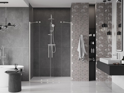 Mexen Velar Duo sliding shower door 150 cm, transparent, brushed nickel - 871-150-000-02-97