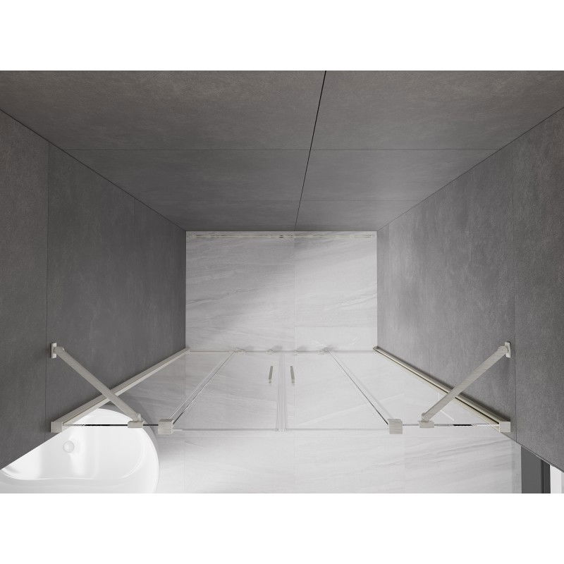 Mexen Velar Duo sliding shower door 140 cm, transparent, brushed nickel - 871-140-000-02-97