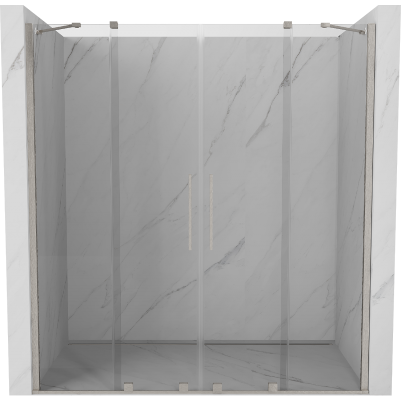 Mexen Velar Duo sliding shower door 170 cm, transparent, brushed nickel - 871-170-000-02-97