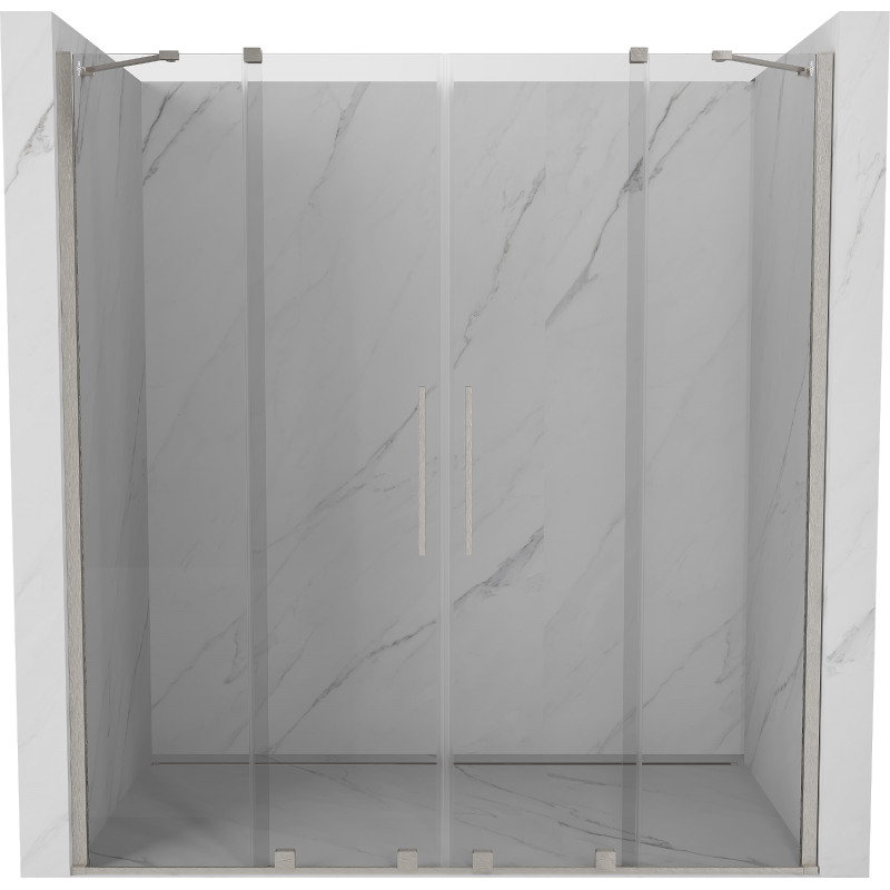 Mexen Velar Duo sliding shower door 200 cm, transparent, brushed nickel - 871-200-000-02-97