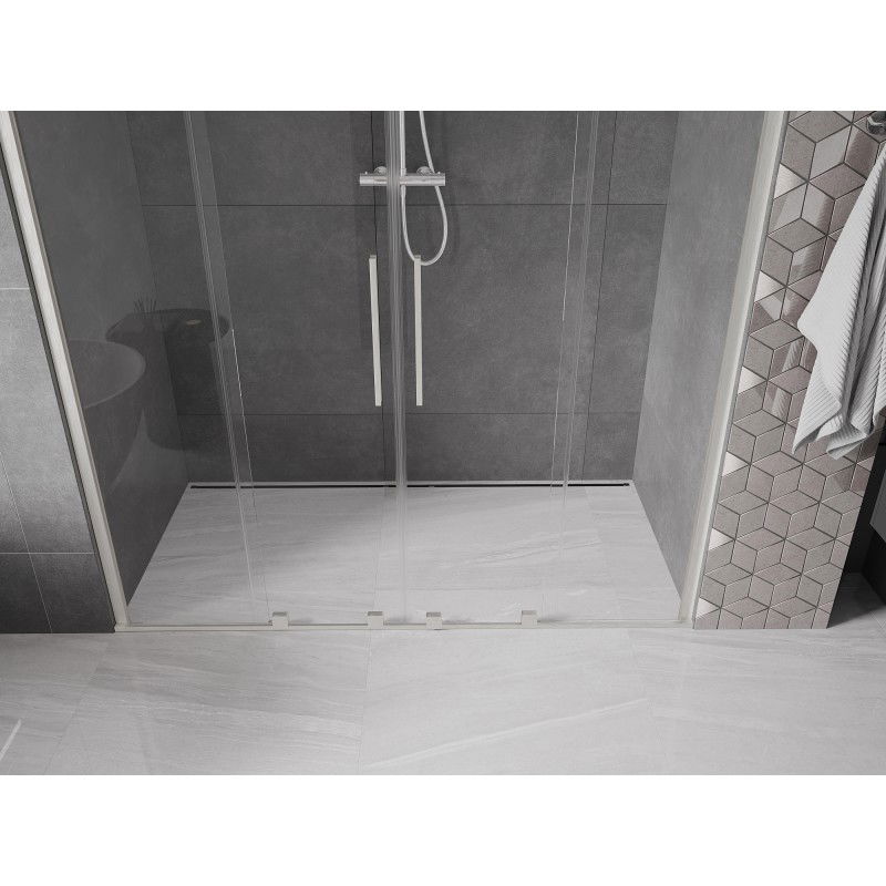 Mexen Velar Duo Sliding Shower Doors 170 cm, Transparent, Brushed Nickel - 871-170-000-02-97