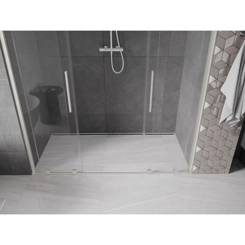 Mexen Velar Duo Sliding Shower Doors 170 cm, Transparent, Brushed Nickel - 871-170-000-02-97