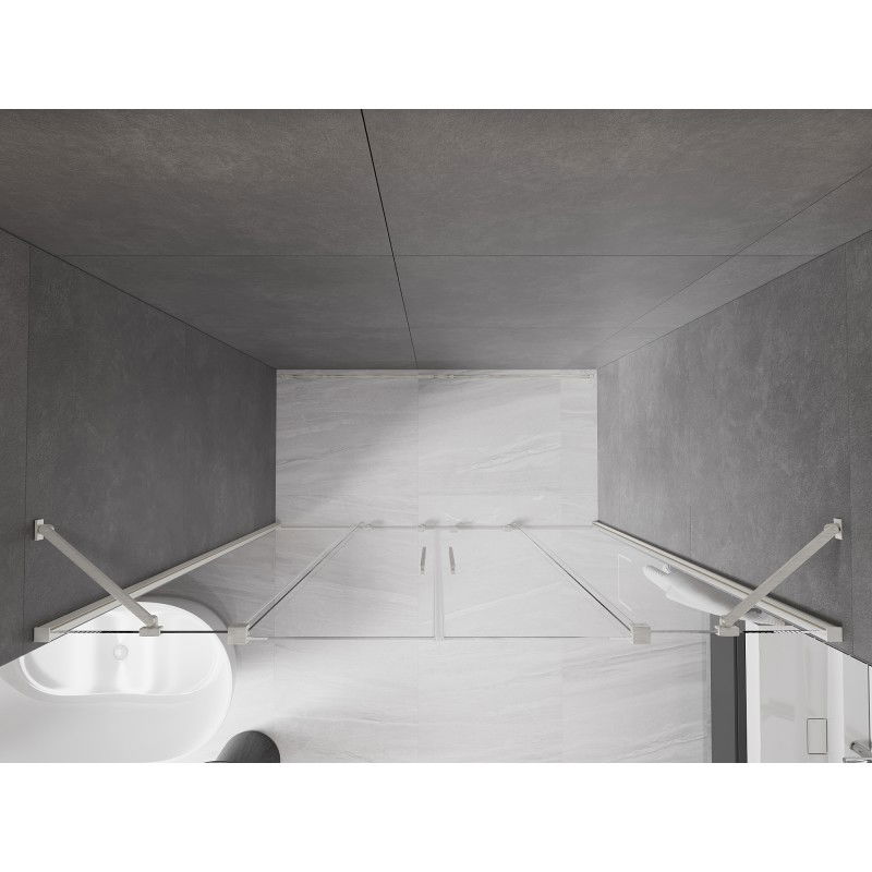Mexen Velar Duo sliding shower door 200 cm, transparent, brushed nickel - 871-200-000-02-97
