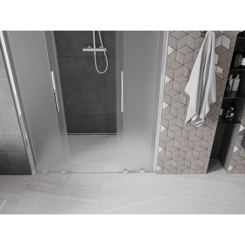 Mexen Velar Duo sliding shower door 140 cm, frosted, chrome - 871-140-000-32-01