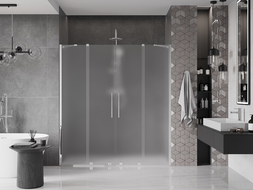 Mexen Velar Duo sliding shower door 180 cm, frosted, chrome - 871-180-000-32-01