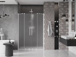 Mexen Velar Duo sliding shower door 160 cm, frosted, white - 871-160-000-32-20