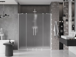 Mexen Velar Duo sliding shower door 180 cm, frosted, white - 871-180-000-32-20