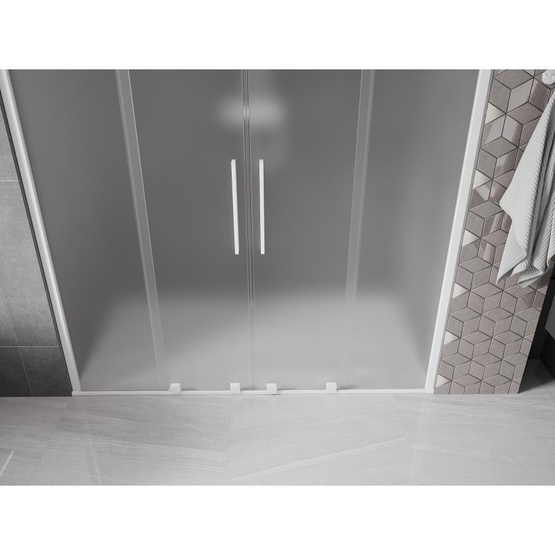 Mexen Velar Duo sliding shower doors 200 cm, frosted, white - 871-200-000-32-20