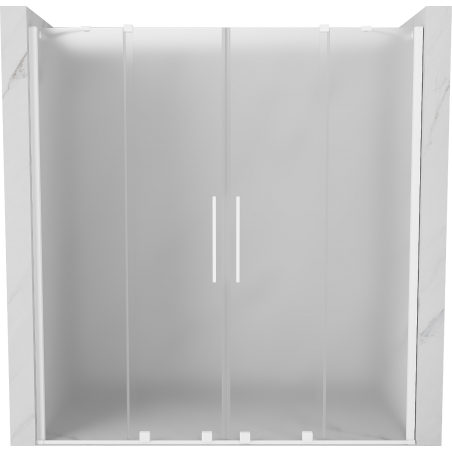 Mexen Velar Duo sliding shower doors 200 cm, frosted, white - 871-200-000-32-20