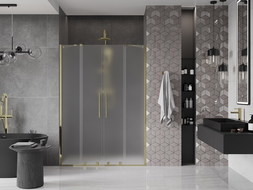 Mexen Velar Duo sliding shower door 140 cm, frosted, gold - 871-140-000-32-50