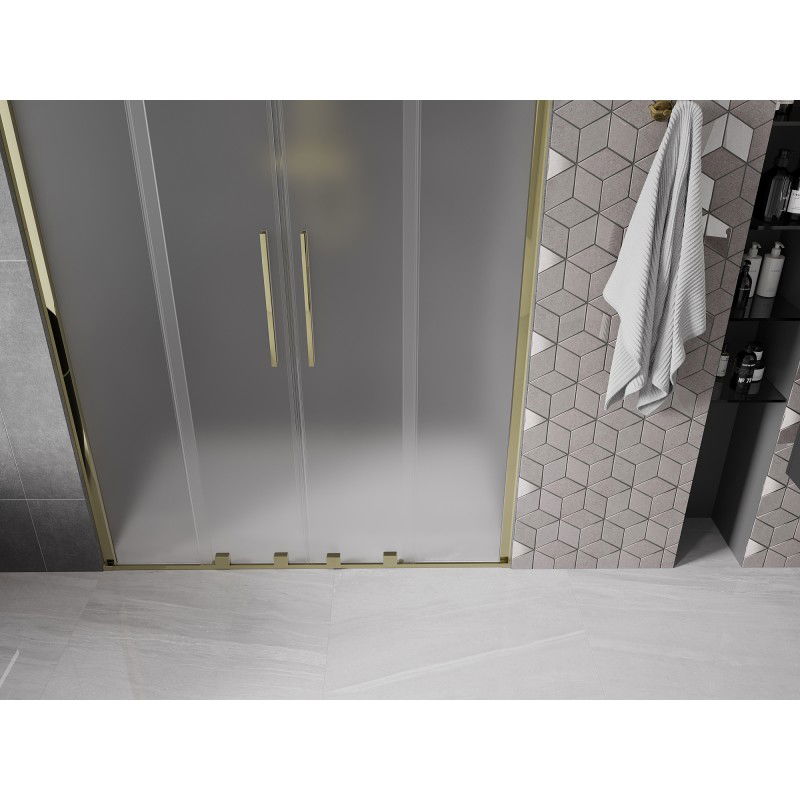 Mexen Velar Duo sliding shower doors 140 cm, frosted, gold - 871-140-000-32-50